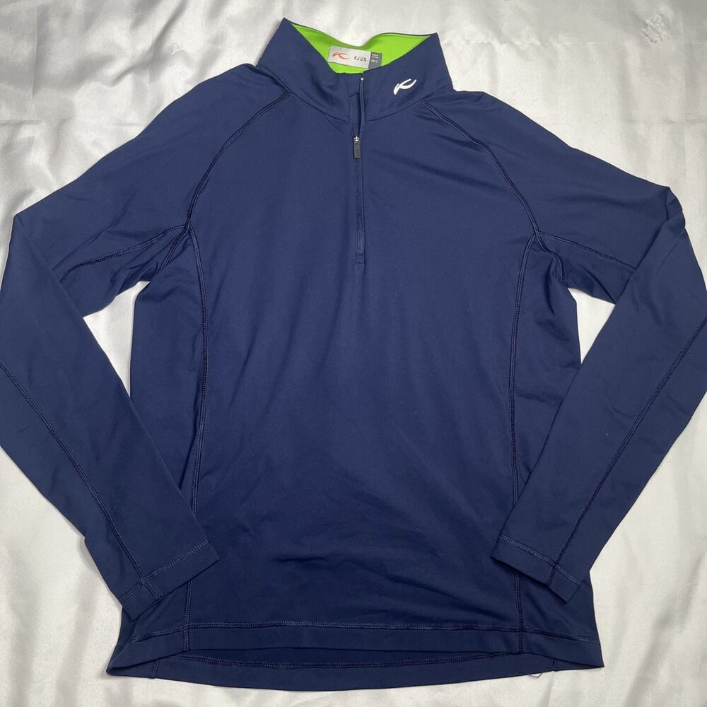 KJUS Mens 1/4 Zip Size 48/S Navy Blue Golf Preppy Pullover Performance